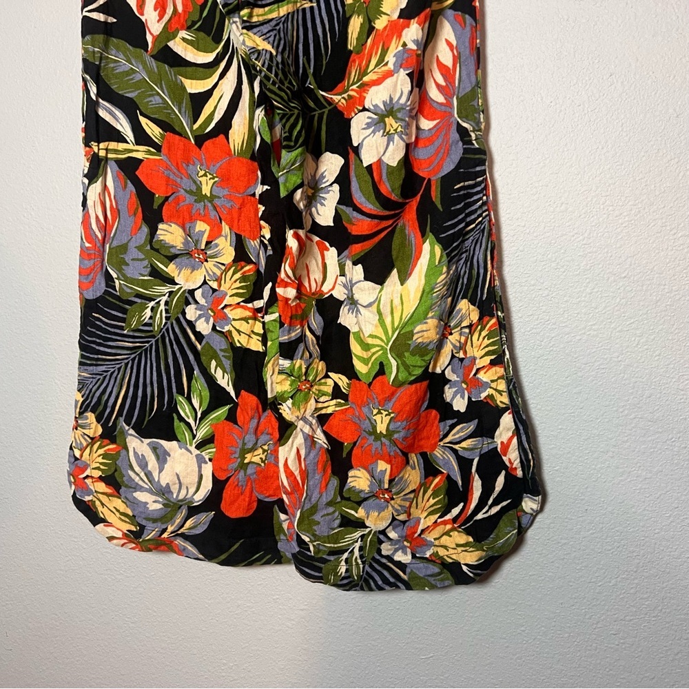 C&C California Tropical Print Wide Leg Pants Womens Size Small Linen Blend - Picture 9 of 11